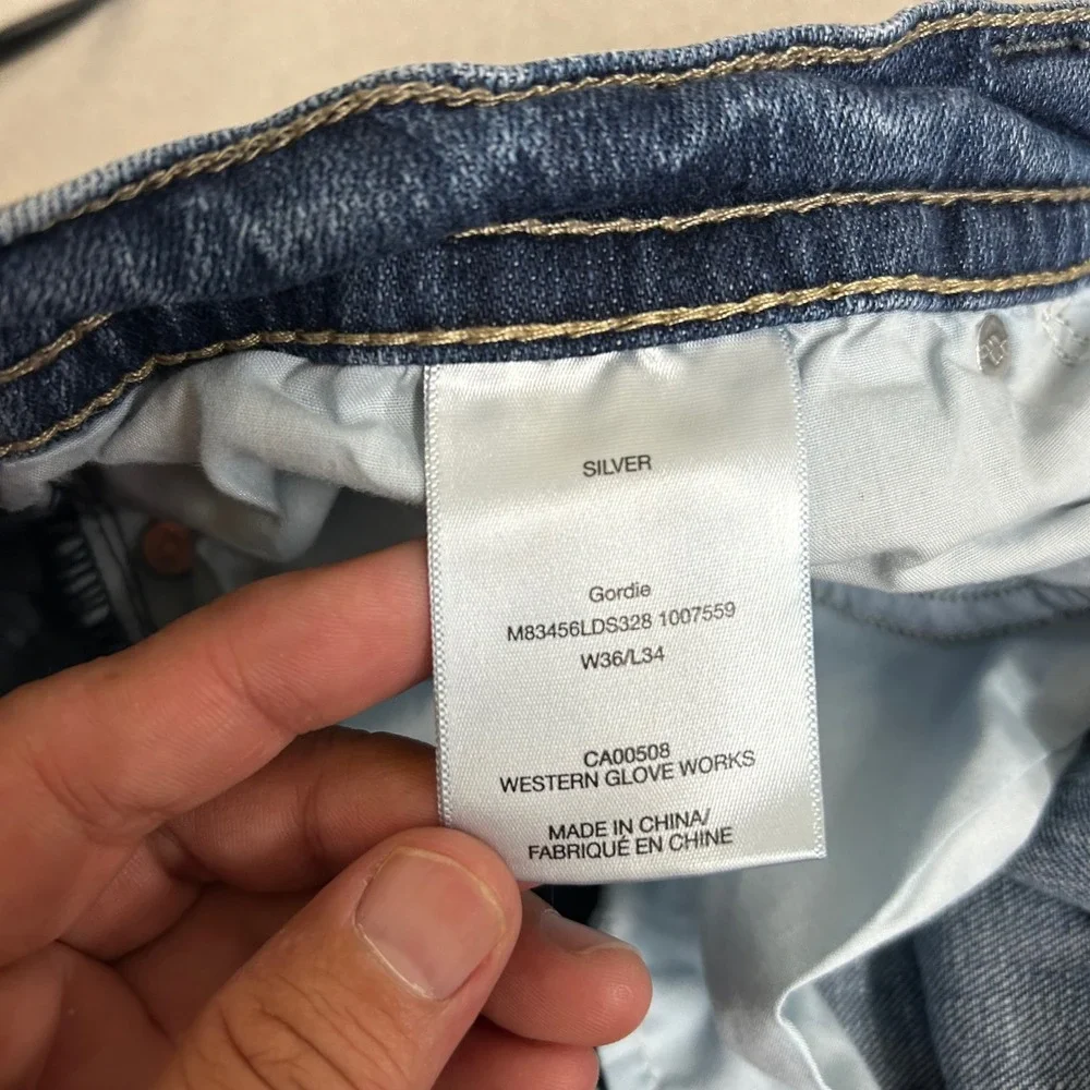 Silver Jeans Co Gordie Jeans Mens 36x34 Blue Loose Fit Straight Leg M83456LDS328